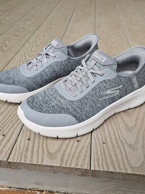 Skechers Mens Go Walk Flex Dacey 124835 Gray Running Shoes Sneakers Size 10  W